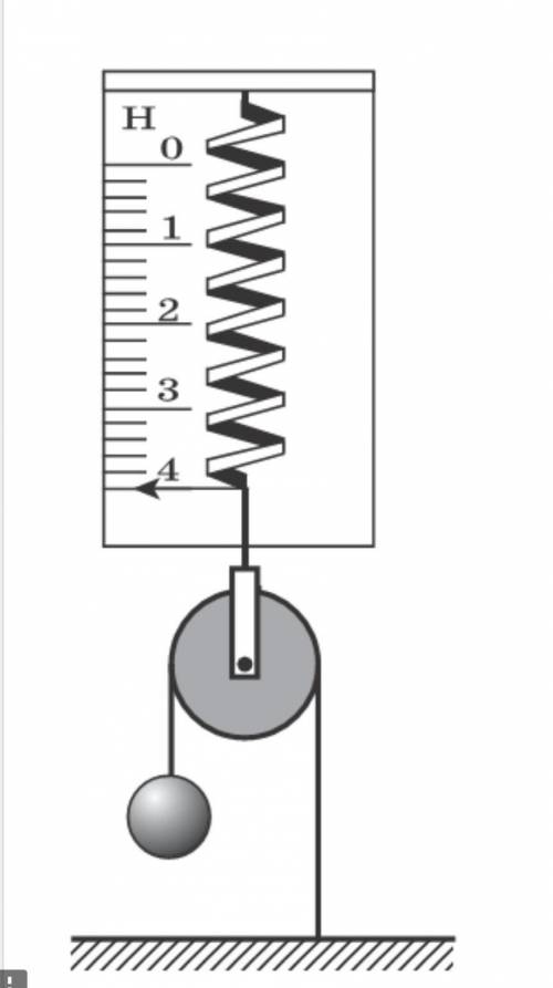 Якою є масса кульки (див. рисунок)? Масою блока знехтуйте. Тертя відсутнє. Вважайте, що g=10 м\с^2