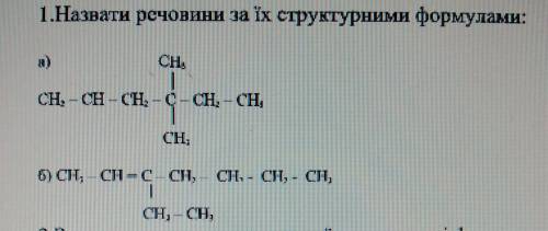 Назвать вещества по их структурным формулам