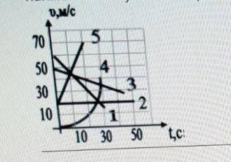 На рис. представлены графики зависимости скоростей пяти тел от времени.Какое из этих тел наи