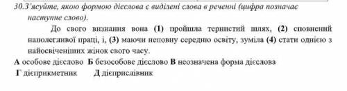 З’ясуйте, якою формою дієслова є виділені слова в реченні (цифра позначає наступне слово).До свог