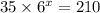 35 \times 6 {}^{x} = 210