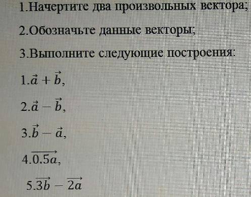 Начертите два произвольных вектора. Обозначьте данные векторы. Выполните следующие построения