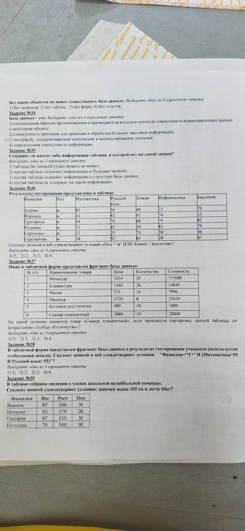 с тестом по информатике