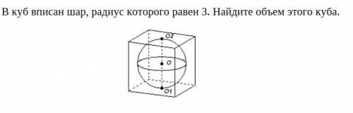 В куб вписан шар, радиус которого равен 3. Найдите объем этого куба.