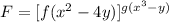 F = [f(x^2-4y)]^{g(x^3-y)}