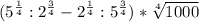 (5^{\frac{1}{4} } :2^{\frac{3}{4} } -2^{\frac{1}{4} } :5^{\frac{3}{4} } )*\sqrt[4]{1000}