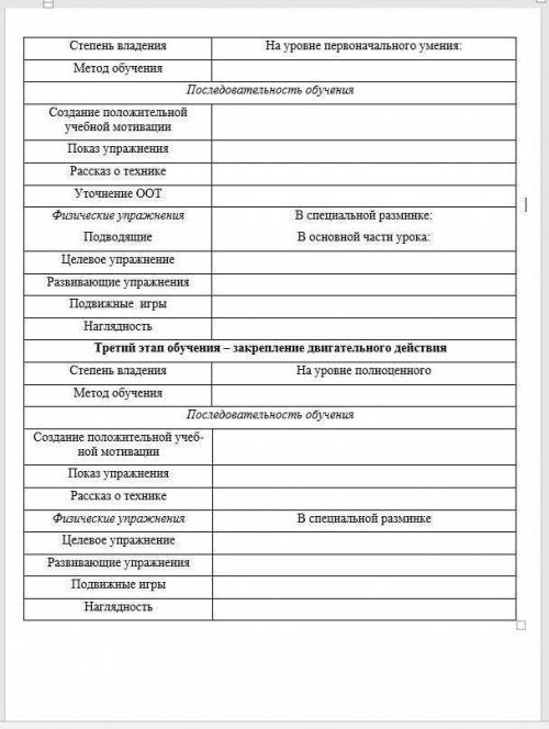 Тема: «Планирование обучения двигательным умениям и навыкам младших школьников