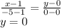 \frac{x-1}{-5-1 }=\frac{y-0}{0-0}\\y=0