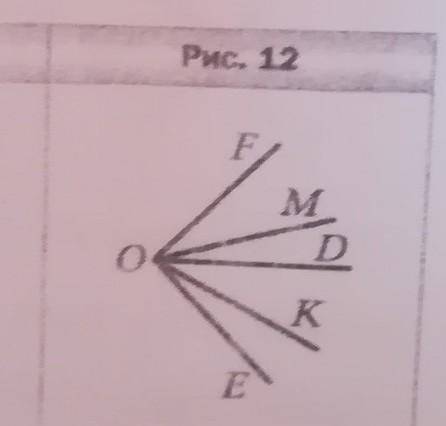 На рисунке 12 угол FOD=углу MOK и угол MOD=углу KOE. Найдите угол EOD, если угол FOD=44 градусам.​