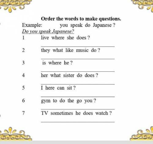 Order the words to make questions ​