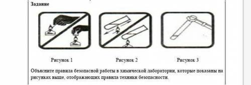 Объясните правила безопасной работы в химической лаборатории, которые показаны на рисунках выше, ото