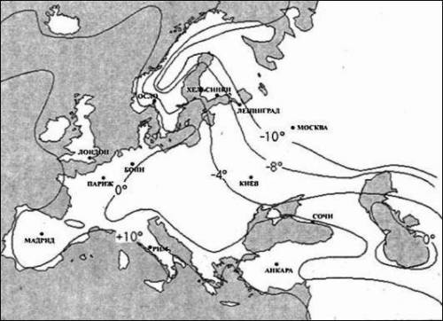 можете с задачей: На карте изображены изотермы января. Отметьте верные утверждения. 1. Почти на все
