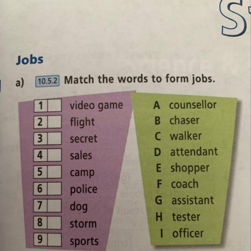 Match the words to form jobs