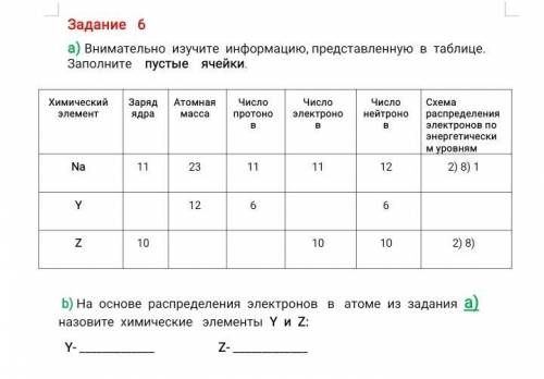 Внимательно изучите информацию представленную таблице. Заполните пустые ячейки