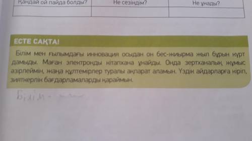 Каждое из этих слов : білім, мен, ғылымдағы, инновация, осыдан, он, бес-жиырма, жыл, бұрын, күрт, да