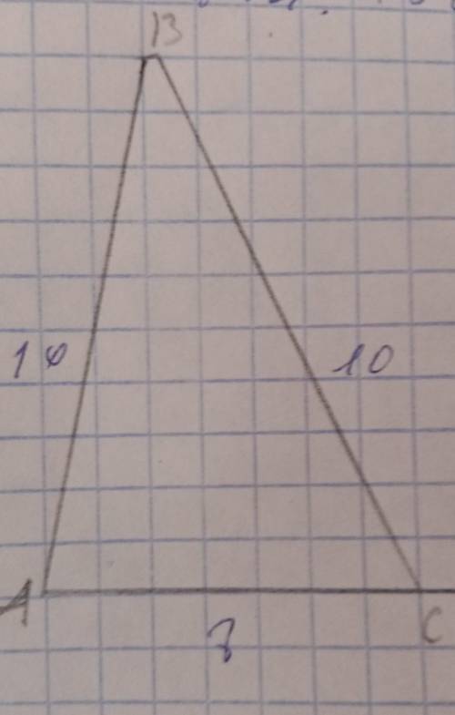 Треугольник ABC сторона AB=10 сторона BC=10 сторона AC=8 нужно найти площадь​