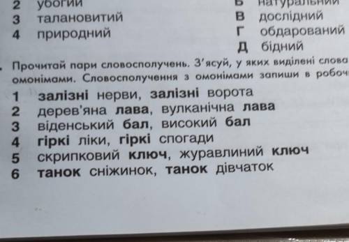 прочитай прочитай пары словосполучень. з'ясуй у яких виділені слова є багатозначним, а в яких омонім