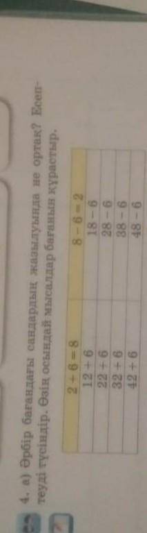 әрбір бағандағы сандардың жазылуына не ортақ ? есептеуді түсіндір .өзің осындай мысалдар бағанын құр