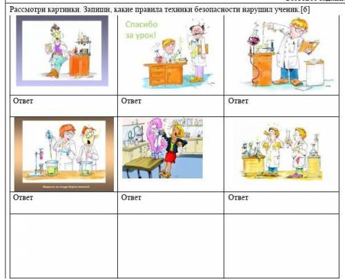 Рассмотри картинки.Запиши, какие правила техники безопастности нарушил ученик.​