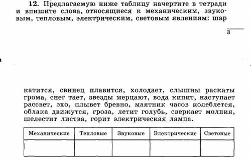 распределить по физическим явлениям.