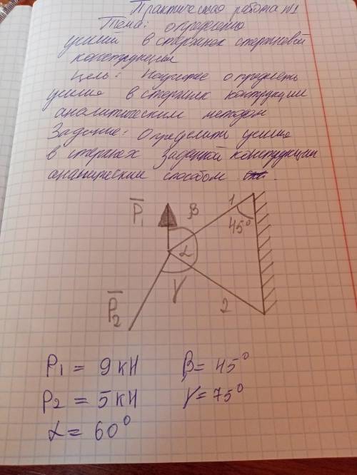 Определить усилия в стержнях С решением Техническая механика