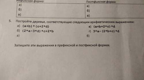 Постройте деревья, соответствующее следующмм арифметическим выражениям