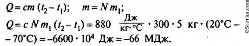 Рассчитайте, какое количество теплоты отдаст кирпичная печь, сложенная из 300 кирпичей, при остывани