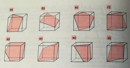 Ученик нарисовал сечения куба плоскостью. Есть ли ошибки на рисунке? Геометрию не знаю​