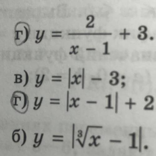 Постройте график функции y=2/x-1 + 3. Только под буквой г, остальные не надо)))