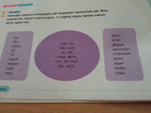 5 Көмекші есімдерді пайдалана отырып сөйлем құраңдар.24стр. 2-упр.