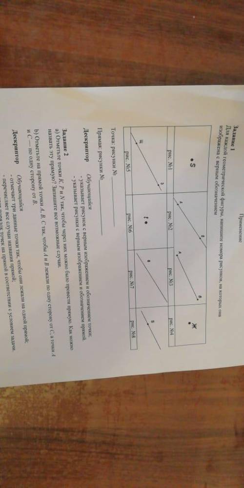 для каждой геометрической фигуры,напишите номера рисунков,на которых она изображена с верным обознач