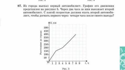 Из города выехал первый автомобиль из график его движения представлены на рисунке 5 через 2 часа за