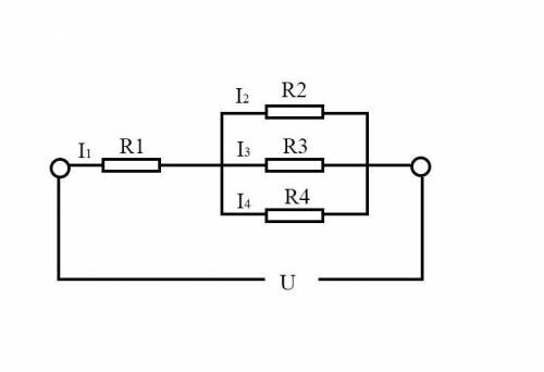 Дано: r1= 9 Ом; r2= 2 Ом; r3= 3 Ом; r4= 6 Ом; U= 10 В. Найти: I1-? I2-? I3-? I4-?