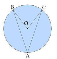 ∪AB=84°∪AC=110° Найти: угол BOC и угол BAC BOC= BAC=