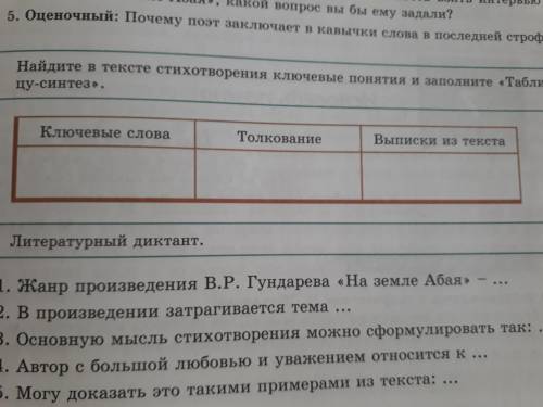 найдите в тексте стихотворения ключевые понятия и заполните Таблицу синтез В.Р.Гундарева На земле