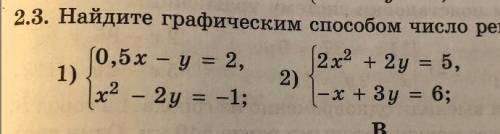 Найдите графическим число решений системы: хелп ми Т.Т