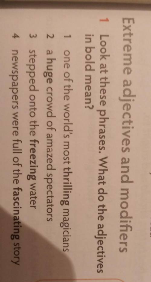 Look at these phrases . What do the adjectives in bold mean ​