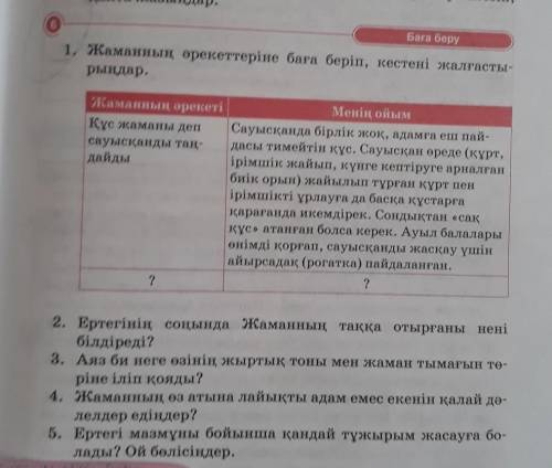 6 Баға беру1. Жаманның әрекеттеріне баға беріп, кестені жалғасты-рыңдар.Жаманның әрекетіМенің ойымҚұ