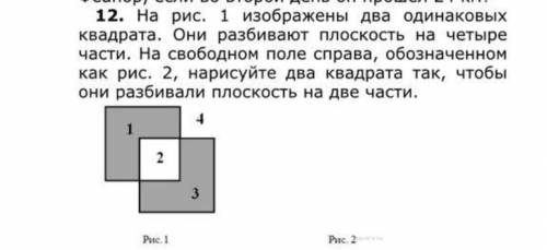 На рис. 1 изображены два одинаковых квадрата. Они разбивают плоскость на четыре части. На свободном