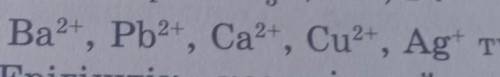 Определите анионы, которые осаждают ионы Ba2 +, Pb2 +, Ca2 +, Cu2 +, Ag +, используя таблицу раствор