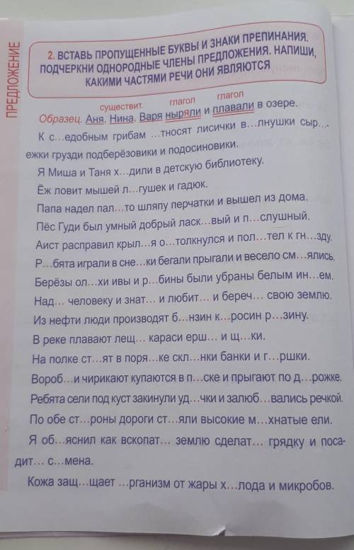 2. ВСТАВЬ ПРОПУЩЕННЫЕ БУКВЫ И ЗНАКИ ПРЕПИНАНИЯ. ПОДЧЕРКНИ ОДНОРОДНЫЕ ЧЛЕНЫ ПРЕДЛОЖЕНИЯ. НАПИШИ,КАКИМ