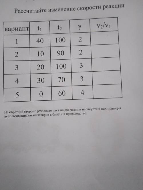 с химией. Надо рассчитать изменение скорости реакции. P.S.: нужно привести по Три примера