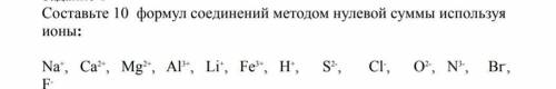 Состояние 10 формул соединений методом нулевой суммы используя ионы:​