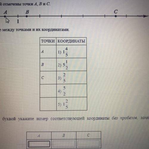 На координатной прямой отмечены точки a b c установите соответствие между точками и их координатами