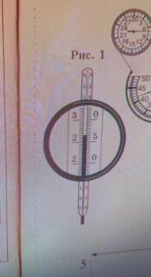 1. Определите цену деления шкалы термометраи его показання (1, °C) (рис. 1).​