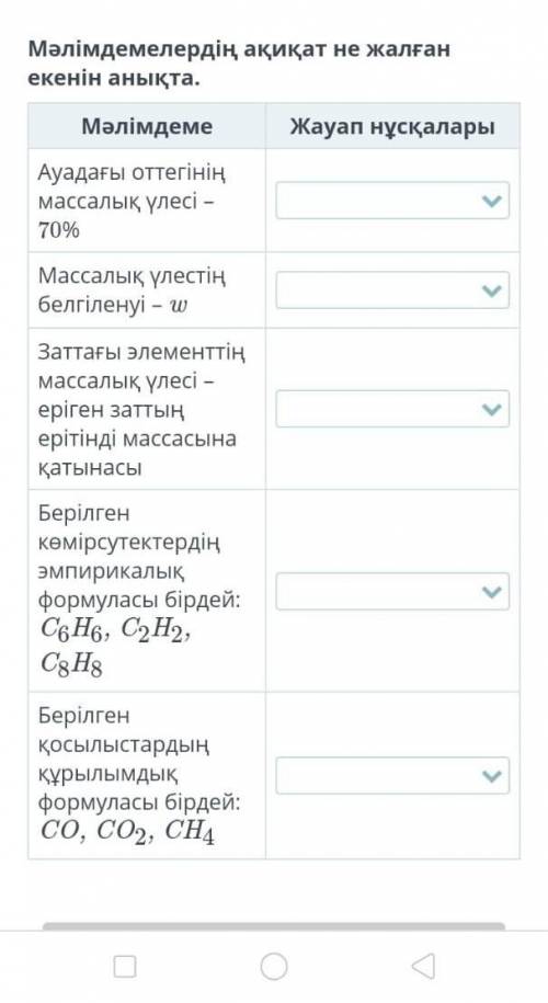 Мәлімдемелердің ақиқат не жалған екенін анықта ауадығы оттектің массалық үлесі​