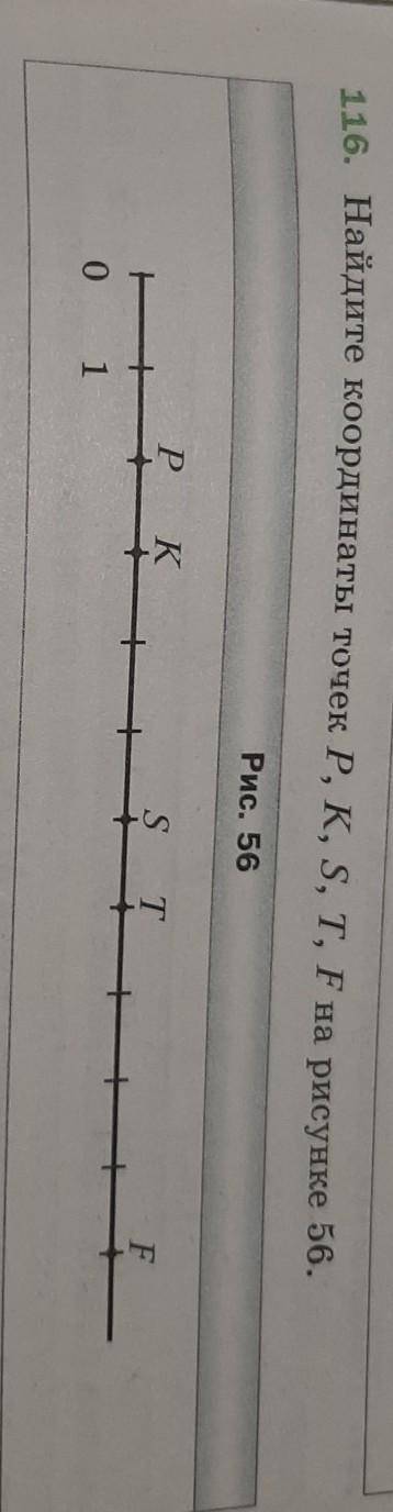 Найдите координаты точек P, K, S, T, F на рисунке 56.запишите ответ с решением​