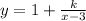 y = 1 + \frac{k}{x - 3}