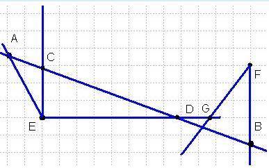 Найдите пересечения, показанные на чертеже, между заданными Варианты ответа: a. DG; FD; EB; CE; FD;