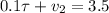 \displaystyle 0.1\tau+v_2=3.5